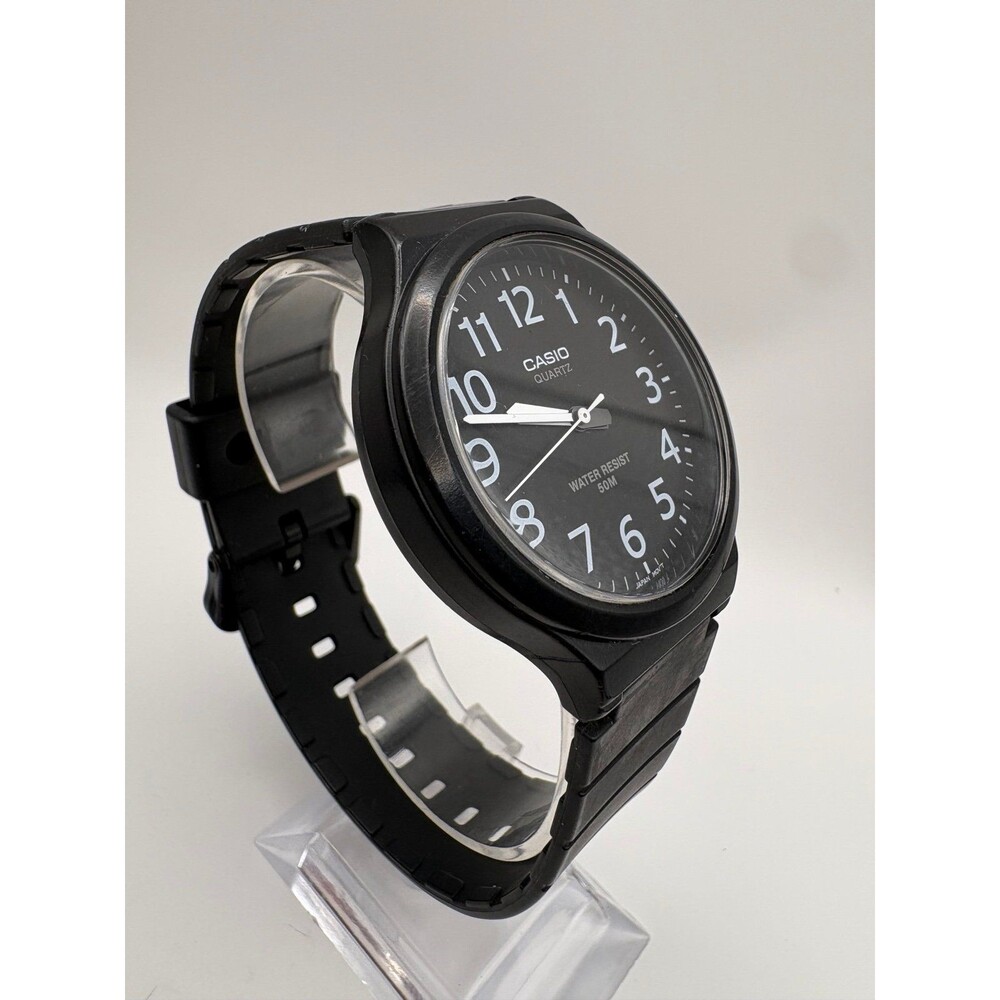 Casio MW-240 Men's Quartz Watch Black Dial White Arabic Numerals 50M Resin Strap